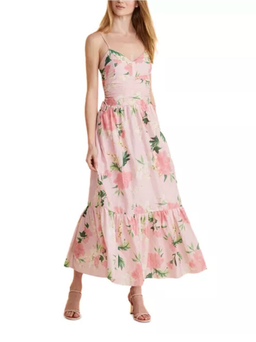 Vineyard Vines Pink Floral Spaghetti-Strap Maxi Dress